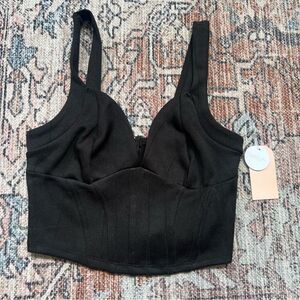 Blashe Los Angeles NWT Black Sleeveless Corset Bustier Crop Top Zipper Medium
